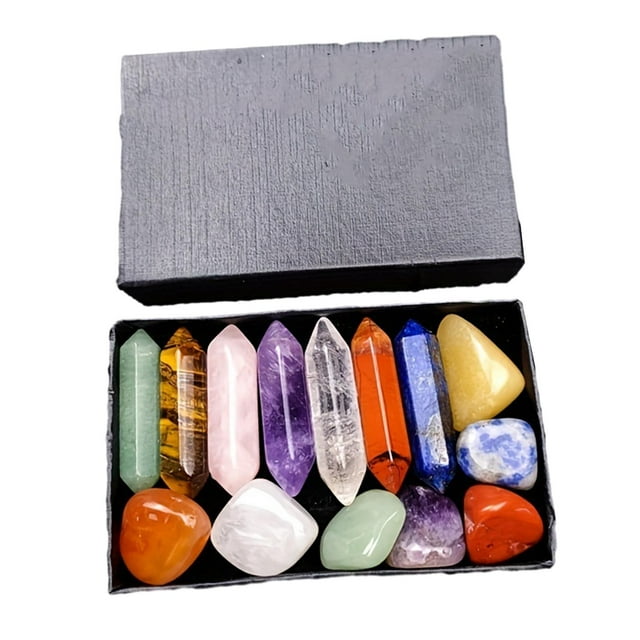 segolike 14 Pieces 6 Faceted Stones with Gift Box Gift Set Stones Set for Yoga