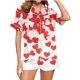 thumbnail image 3 of RKSTN Valentine's Day Gifts Women's Valentines Pajama Sets Plus Size Notch Collar Button Down Valentine Heart Print Short Sleeve T Shirt and Pjs Shorts 2PC Matching Set 2 Piece Summer Loungewear, 3 of 6