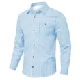 thumbnail image 3 of Mens Pique Shirts Plaid Breathable Long Sleeve Button Down Mens Clothing,Light Blue,S, 3 of 3