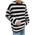 thumbnail image 2 of Dovford Men's Casual Cotton Spandex Striped Crewneck Long-Sleeve T-Shirt Basic Pullover Stripe tee Shirt 2025, 2 of 3
