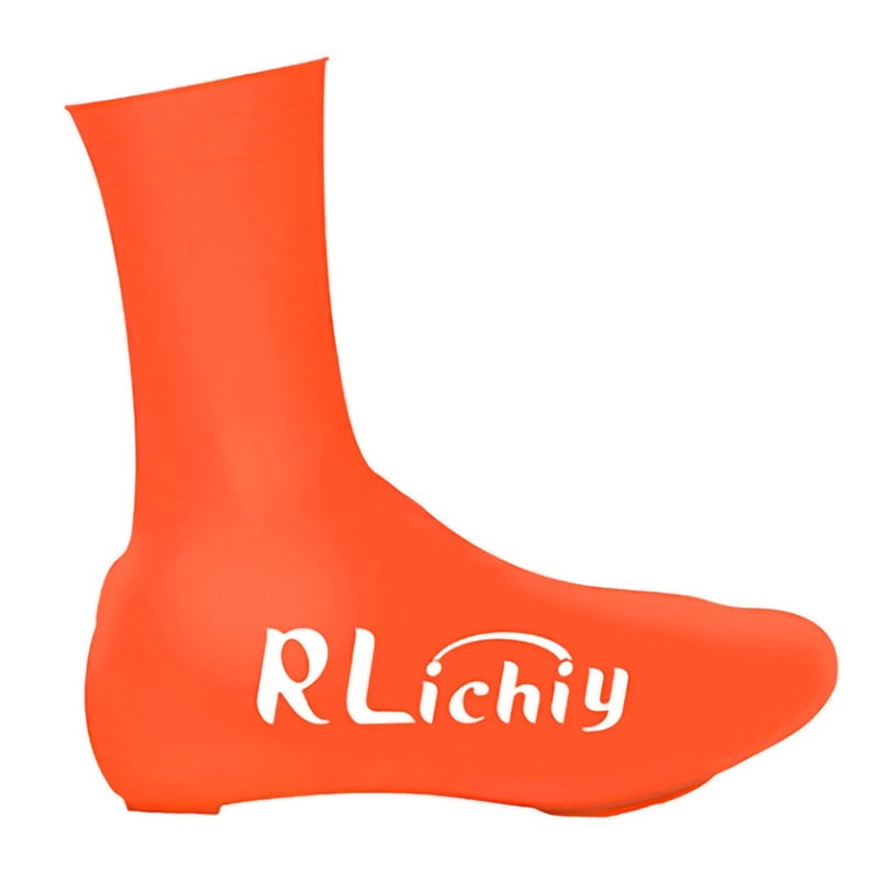 orange cycling overshoes