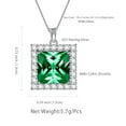thumbnail image 5 of 6 Carat May Birthstone Necklace Emerald Pendant Princess Cut Green CZ 925 Sterling Silver Jewelry Women Birthday Xmas Valentine Mother's Day Gift, 5 of 8