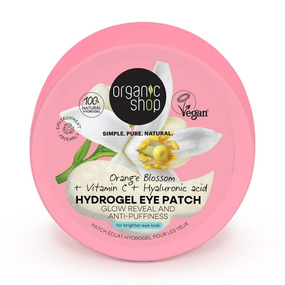 Organic Shop Hyaluronic Acid & Vitamin C Hydrogel Eye Patches for Dark Circles, Anti Puffiness - Deep Hydration Fight Wrinkles & Fine Lines, Dark Spots, Texture Repair 100% Vegan & Organic. 60 Pcs