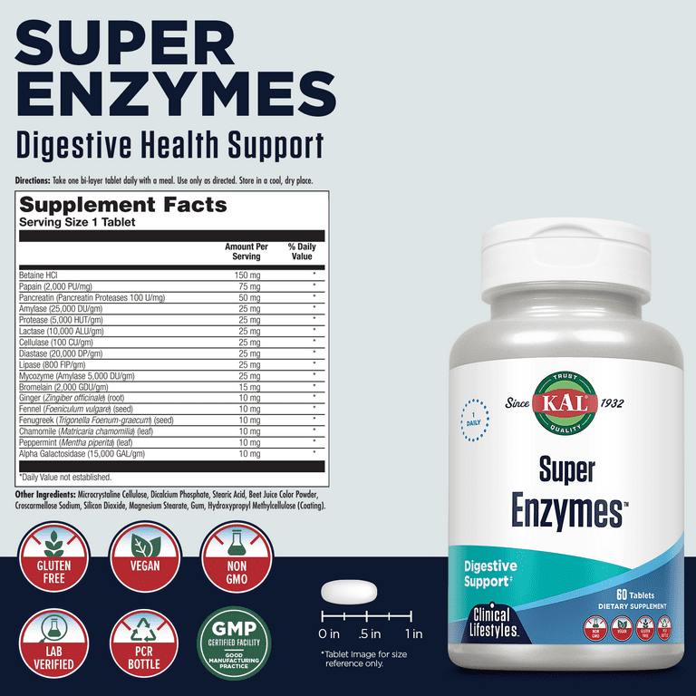 KAL Super Enzymes | Healthy Digestive Support | Digestive Enzymes