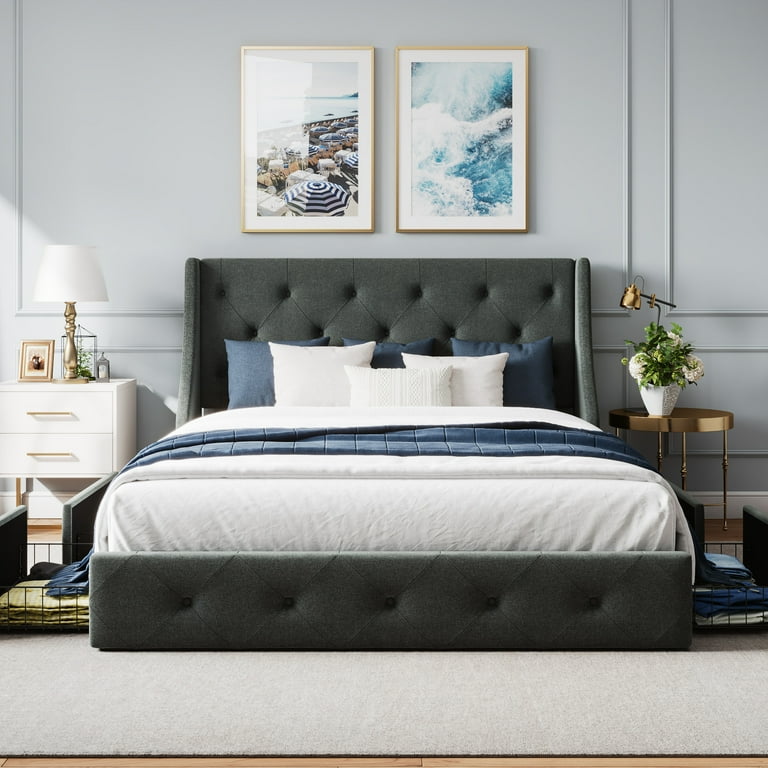 Grey bed frame walmart deals