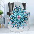 thumbnail image 4 of Orient Soft Flannel Fleece Throw Blanket, Illustration of Old Eastern Antique Oriental Damask Round Motif, Cozy Plush for Indoor and Outdoor Use, 60" x 80", Multicolor, by Ambesonne, 4 of 5