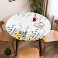 thumbnail image 5 of Green Leaves Sunflower Elastic Fitted Round Table Cover Lavender Branch Waterproof Outdoor Tablecloth for Holiday Party, Picnic, Patio & Dining Fits Tables Up to 45"-54", 5 of 8