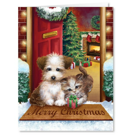 Puppy and Kitten Christmas Card Set of 20