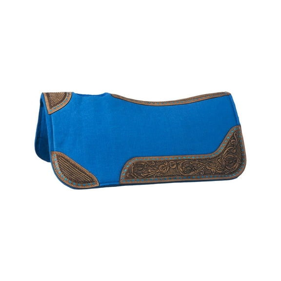 Tough 1 Saddle Pad Contoured Leather Accents 30" x 30" Turq 31-2550