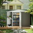 thumbnail image 3 of Barara King Outdoor Sheds, Outdoor Storage Tool House,8 x 4ft Outdoor Garden Shed, Metal Shed with Air Vents and Lock, Warm Gray, 3 of 11
