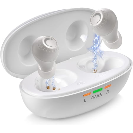 MEDca Mini Digital Hearing Amplifiers ITE Rechargeable Personal Sound Amplifier, Hearing Aid - White