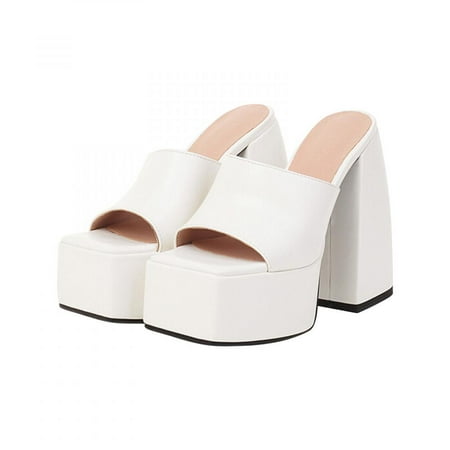 

Todqot Slippers for Women- Fish Mouth Thick bottom Platform Summer Anti Slip Sandals Women indoor outdoor White 38