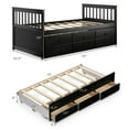 thumbnail image 4 of Giantex Twin Size Captain Bed w/3 Storage Drawers, Trundle Bed Wooden Bed Frame, Solid Wood Platform Guest Bed, Espresso, 4 of 8