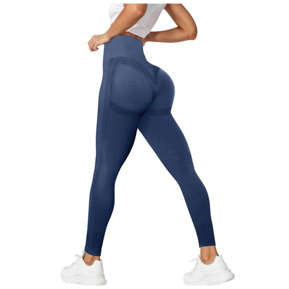 GEWSEY Impact Seamless Workout Gym Leggings for Women Scrunch Butt Lifting Leggings for Women Tummy Control Yoga Pants (Dark Blue, M)