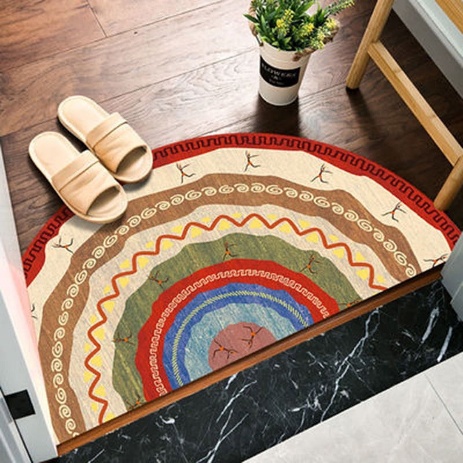 Sardfxul Semi Circle Waterproof Door Mats Washable Non-Slip PVC Doormats  Cuttable Low-Profile Rug Entryway Welcome Mats for Home 