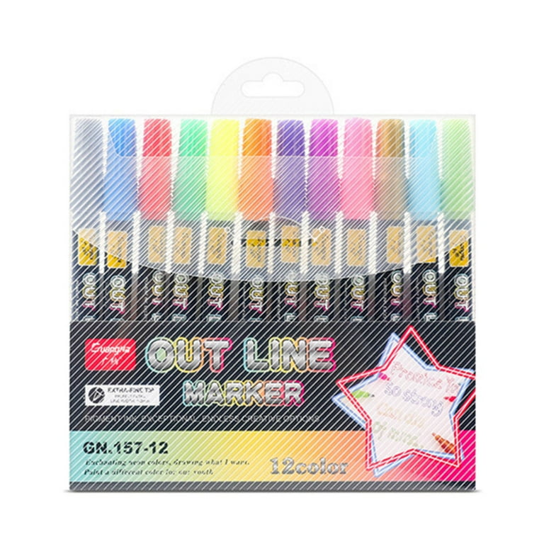 12/24 Colors Markers Colored Pen Set Long-Lasting Special Craft Paint Pens  for Kids Painting DIY Design 24 Colors