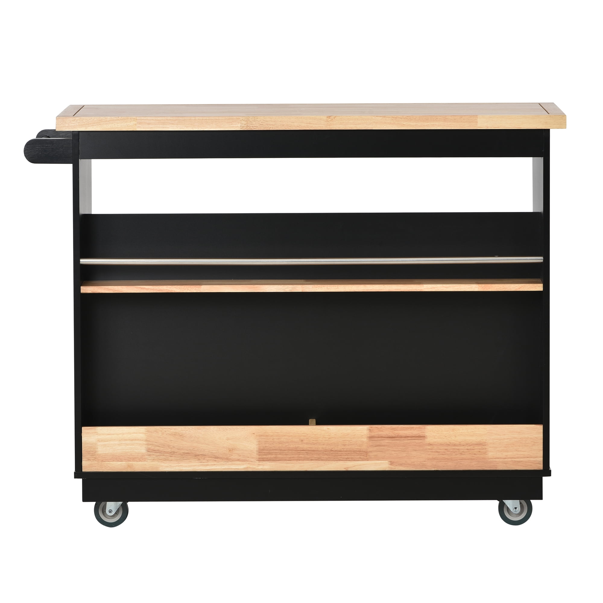 Euroco Kitchen Cart, Rolling Mobile Kitchen Island with Solid Wood Top and 2 Drawers, Black