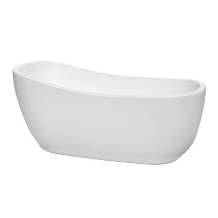 Wyndham Collection Margaret 66" Freestanding Bathtub, White with Polished Chrome Drain and Overflow Trim