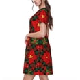 thumbnail image 2 of Goofa Christmas Plaid Flower Pattern Women Summer Short Sleeve Midi Dress with Pockets Casual Aline Flowy Tshirt Dress Vocation Beach Sundress, 2 of 6