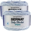 Bernat Baby Blanket Stripes Stonewash Yarn - 2 Pack of 300g/10.5oz - Polyester - 6 Super Bulky - 220 Yards - Knitting/Crochet