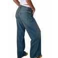 thumbnail image 3 of Women Y2k Low Rise Baggy Jeans Loose Fit Boyfriend Straight Wide Leg Trendy Stretch Long Denim Pants Washed Blue XS, 3 of 7