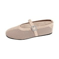 thumbnail image 2 of HaiMao Women's Flats Mesh Ballet Flats Round Toe Buckle Strap Comfortable Causal Dress Flats Shoes Beige 5.5(36), 2 of 6