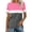 Pink, variant on Uaswgudfs Women's Color Block T-Shirt Blouse Short Sleeve Crew Neck Athleisure with Breathable Summer Fabric for Basic Daily Styling