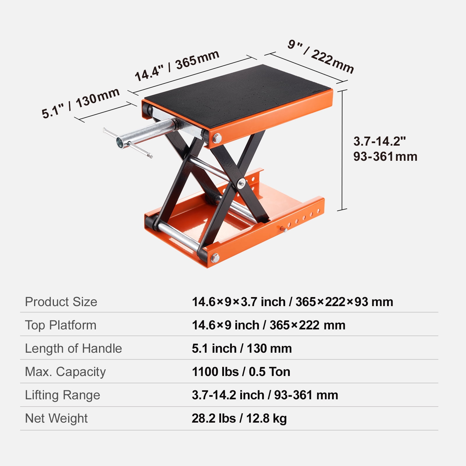 KFFKFF Motorcycle Scissor Jack Lift 1100 lbs Wide Deck Hoist Stand for ATVs Bike