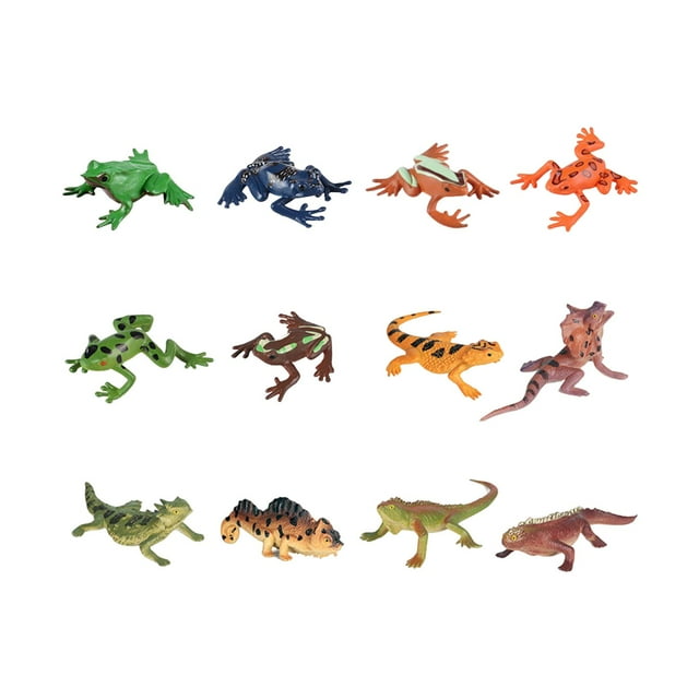 12 Pieces Animal Figure Ornaments Development Toy Learning Activities Frog Statues for Kindergarten Scenery Building Storytelling Macarena Estatuas en miniatura