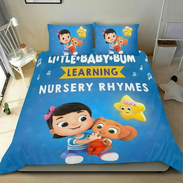 Little Baby Bum Conjunto de sábanas temático, trío de piezas, cómodo y amigable con la piel, diseño único, regalo de decoración para el hogar para familiares, amigos y fans,135cm *200cm