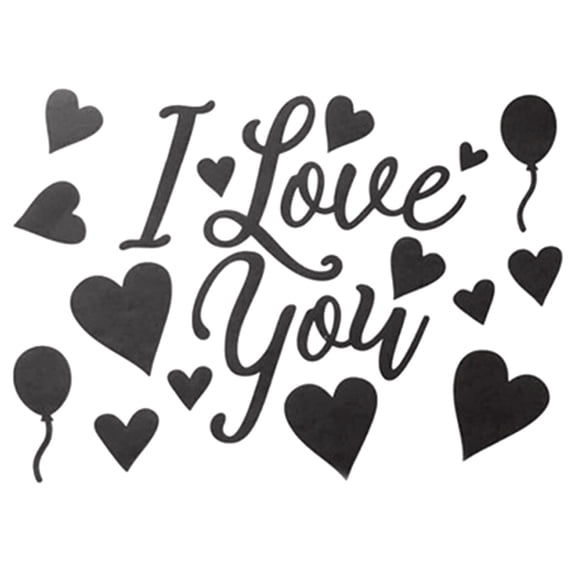 I Love You Balloon Sticker Bobo PVC Letter Stickers Balloon Decals Paster for DIY Birthday Valentines Day Wedding Party Decoration Supplies Black Birthday Paster for Clear Transparent Balloon
