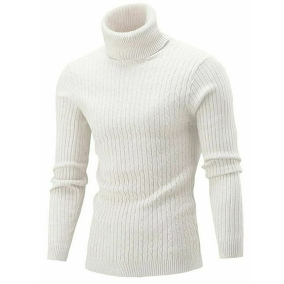 Mens Autumn Spring Slim Fit Turtleneck Sweater Casual Cable Knitted Twisted Basic Pullover Solid Color Jumper Top Shirts