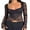 Black, variant on Rdhnmea Women Wrap Tops See-Through Lace Sweetheart V-Neck Long Sleeve Shirt
