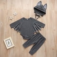 thumbnail image 2 of Baby Toddler Bat for Kids Long Sleeve Romper Bodysuit Pants Hats 3 Piece Set Unisex Girls Halloween Party Dress up Clothes Size 6-24 Months, 2 of 9