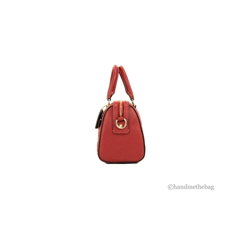 Coach, Bags, Coach Mini Rowan 941 Red Embossed Logo Leather Crossbody  Handbag