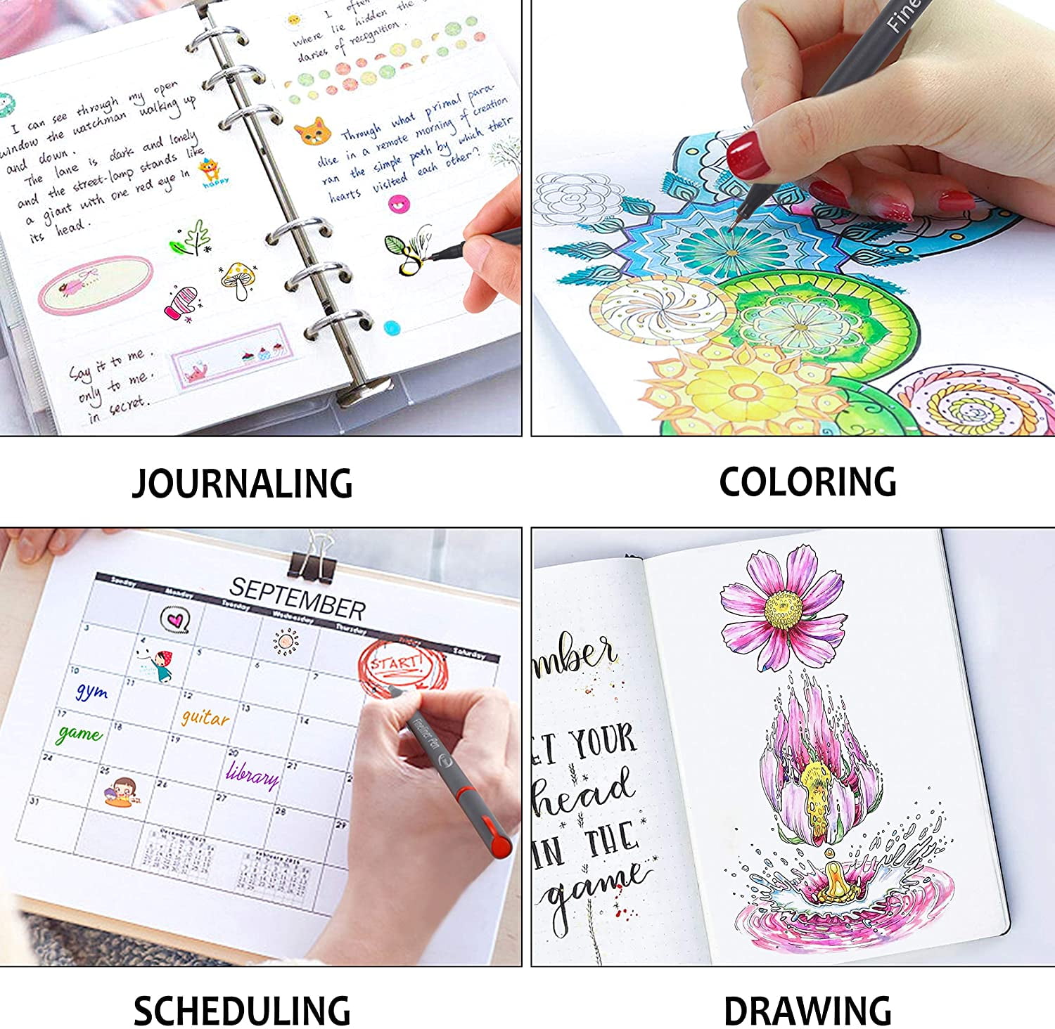 36 Colors Journal Planner Pens, Colored Fine Point Markers Drawing Pens  Porous Fineliner Pen For Writing Note Taking Calendar Agenda Coloring - Art  Sc