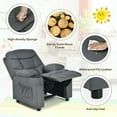 thumbnail image 4 of Barara King Kids Recliner Chair,Kids Recliner Chair with Cup Holder and Footrest for Children-Gray, 4 of 7
