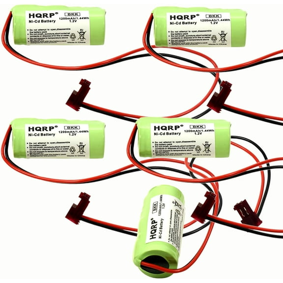 HQRP 5-Pack Emergency Exit Light Battery Compatible with Lithonia ELB1P201NB ELB1P201N2 ELB1P2901N ELB1P201N ANIC1493 Lithonia 1009S00-MZ ELB0320 Grainger 4WT20 OSA212 NIC1169 EBE-33 NiCad 1200mAh