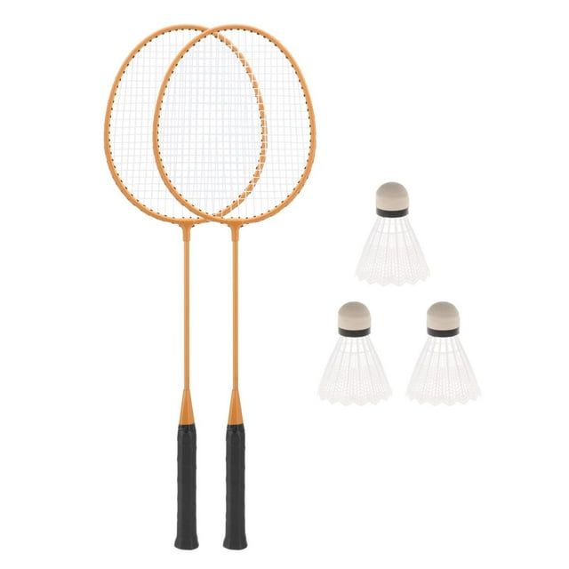koolsoo 2Pcs Badminton Rackets Badminton Shuttlecock Badminton Equipment Portable Tennis Yellow