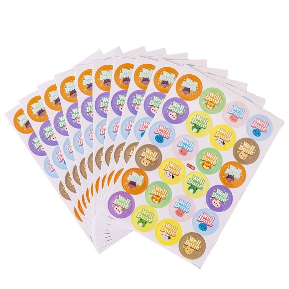 Youkk 10 Sheets Commend Stickers Mini Lovely Removable PVC Praise Labels Cartoon Kindergarten Decorations Reward Decals Using Good Baby Welldone