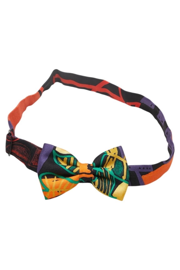 Pre-Owned Hermes Nou Papillon Bow Tie Ribbon Orange Black Green Multicolor Silk Men's... (Good)