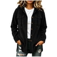 thumbnail image 2 of Mifsaly Corduroy Shacket Women Hooded Button Down Jacket Relaxed Loose Fit Lightweight Warm Outerwear with Pockets for Casual Daily Fall Black,XL, 2 of 9