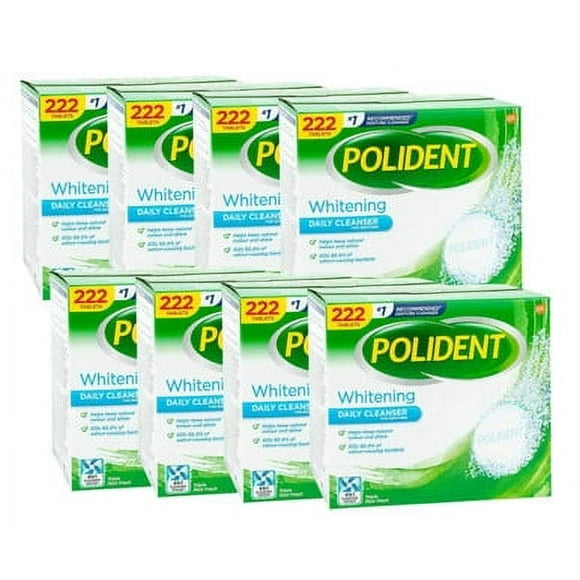 Polident Nettoyant Quotidien Blanchissant, 222 Comprimés - (8/caisse)