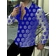 thumbnail image 1 of Camisa de hombre con solapa y cuello alto, informal, a la moda, azul, morado, geométrica, para exteriores, fiestas callejeras, tela de alta calidad, novedad de , talla grande, 1 of 6