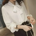 thumbnail image 4 of Women Bow Long Sleeve French Style Casual Vintage Female shirt, 4 of 10