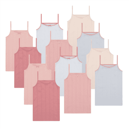 

Buyless Fashion Girls Tagless Cami Scoop Neck Undershirts Cotton Tank With Trim and Strap (12 Pack)