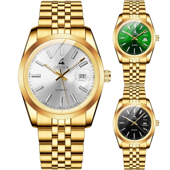 Resicozy Watches for Men Silver Stainless Steel Strap Wrist Watch Business Casual Daily Round Dial Watch A