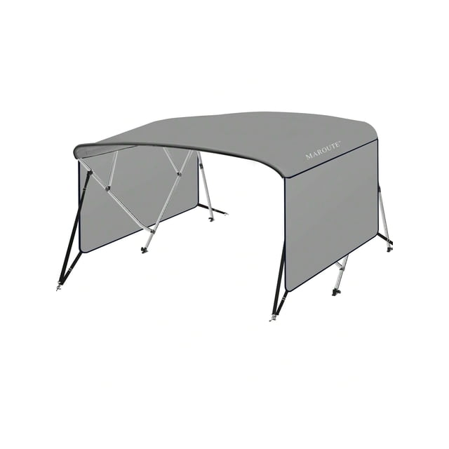 Bingirl 4 - Bow Bimini Top Boat Cover with 1 - Inch Aluminum Alloy Frame, 2 Straps, 2 Adjustable Rear Support Poles, and Zippered Storage Boot, PU - Coated Canvas