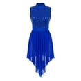 thumbnail image 3 of YONGHS Women Girls Shiny Sequins Lyrical Ballet Dance High Low Dress Leotard Costume Blue Small, 3 of 7
