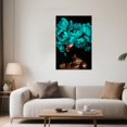 thumbnail image 4 of ZHONGYUTONG African American Wall Art Teal Painting Bloom Flower on Black Women Head Canvas Prints Africa Girl Portrait Pictures Framed Modern Home Decor (12.00" x 18.00"), 4 of 5